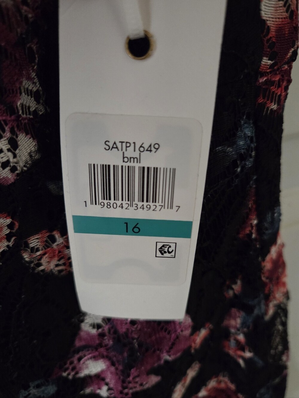 NWT Sienna Off the Shoulder Black & Pink Floral Lace Dress 16 - Picture 8 of 9